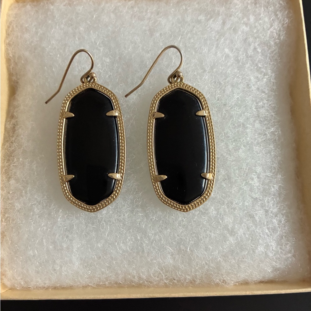 Kendra Scott Black and Gold Drop Earrings